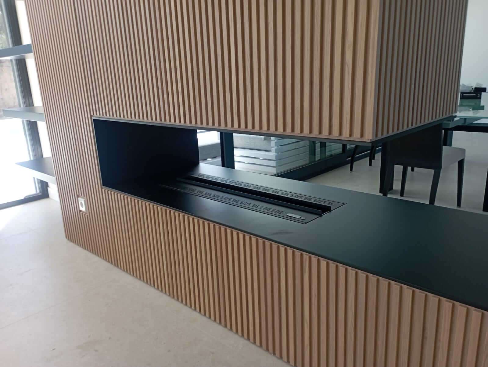 Portfolio - Salones - Mueble chimenea alistonado